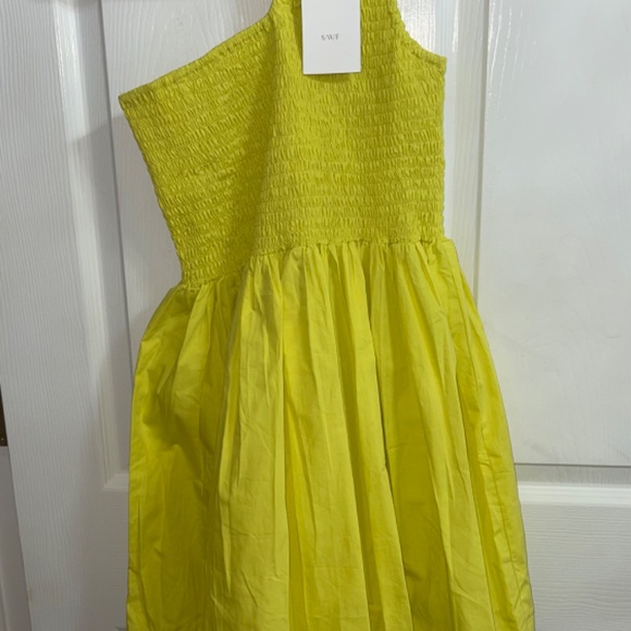 S/W/F yellow asymmetrical cut out mini dress - Picture 2 of 3